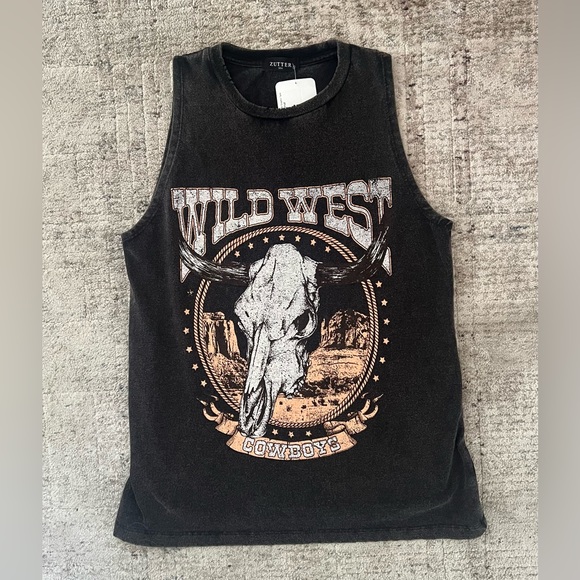 ZUTTER USA “Wild West Cowboys” Women’s Distressed Graphic Tank - Picture 2 of 6